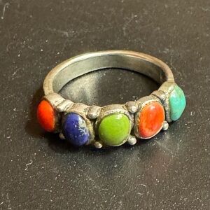 925 Sterling and Vibrant Multicolor Stone Ring